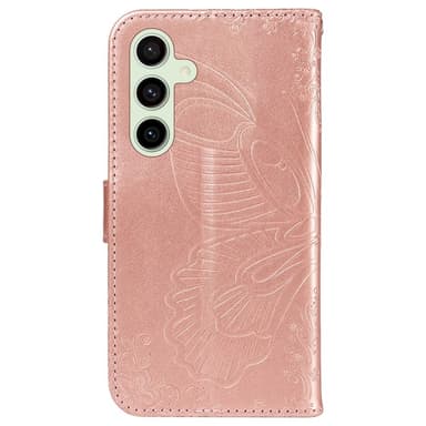För Samsung Galaxy S24 FE Fodral Ställ Plånboksfodral Fjärilsmönster - RoseGold