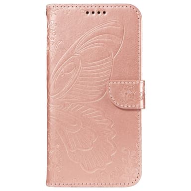 För Samsung Galaxy S24 FE Fodral Ställ Plånboksfodral Fjärilsmönster - RoseGold
