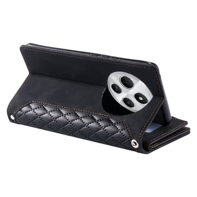 För Xiaomi Redmi 14C Zipper Wallet Case Rhombus Stitching Line Telefonfodral
