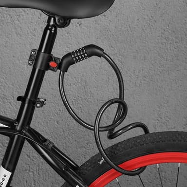 Cykellås Lås Kabel 5-siffrig kombination monteringsfäste - Svart / Orange