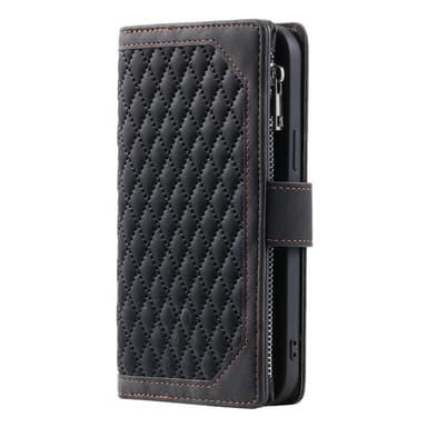 För Xiaomi Redmi 14C Zipper Wallet Case Rhombus Stitching Line Telefonfodral