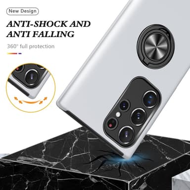 Till Samsung Galaxy S25 Ultra Hybrid skal med Finger Ring - Svart