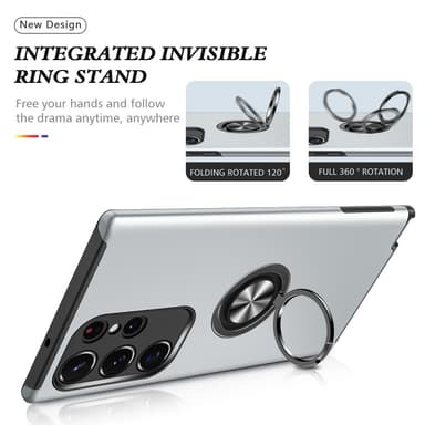 Till Samsung Galaxy S25 Ultra Hybrid skal med Finger Ring - Svart