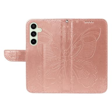 För Samsung Galaxy S24 FE Fodral Ställ Plånboksfodral Fjärilsmönster - RoseGold