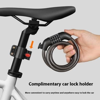 Cykellås Lås Kabel 5-siffrig kombination monteringsfäste - Svart / Orange