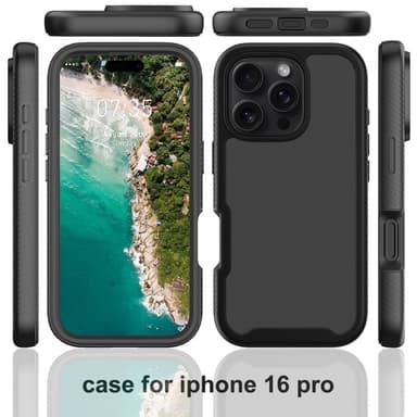 Fodral Skal för iPhone 16 Pro Max PC+TPU Klart telefonskal med PET-skärmfilm