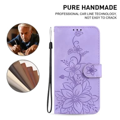 För Xiaomi Redmi 14C Fodral Ställ Plånboksfodral Blommönster - Lila
