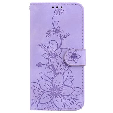 För Xiaomi Redmi 14C Fodral Ställ Plånboksfodral Blommönster - Lila