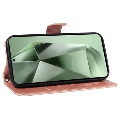 För Samsung Galaxy S24 FE Fodral Ställ Plånboksfodral Fjärilsmönster - RoseGold