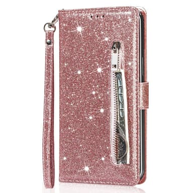 För Samsung Galaxy S25 Ultra Ställbart Glitterfodral med Dragkedjeficka
