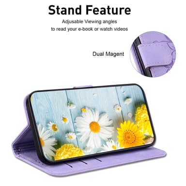 För Xiaomi Redmi 14C Fodral Ställ Plånboksfodral Blommönster - Lila