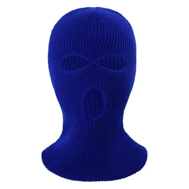 Vinter Helansikte Mask Tre-håls Balaclava Stickad Hatt Hals Damask - Safir