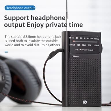 Fullkanals tvåbandsradio FM/AM bärbar radio, batteridriven