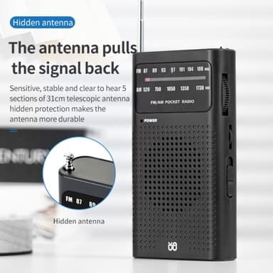 Fullkanals tvåbandsradio FM/AM bärbar radio, batteridriven