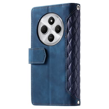 För Xiaomi Redmi 14C Zipper Wallet Case Rhombus Stitching Line Telefonfodral