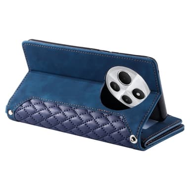 För Xiaomi Redmi 14C Zipper Wallet Case Rhombus Stitching Line Telefonfodral