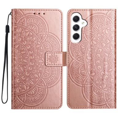 Till Samsung Galaxy A16 5G / A16 4G Fodral med Kortfack och Mandalamönster - Roséguld