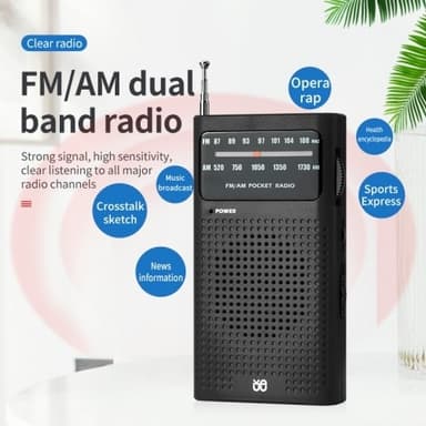 Fullkanals tvåbandsradio FM/AM bärbar radio, batteridriven