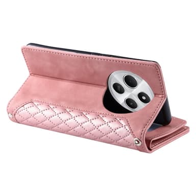 För Xiaomi Redmi 14C Zipper Wallet Case Rhombus Stitching Line Telefonfodral
