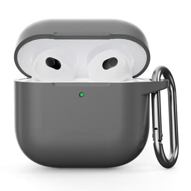 För AirPods 4 Silikonfodral Integrerat Bluetooth-hörlursskydd med krok - Grå