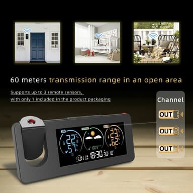 Projektionsklocka Kalender Väderstation Digitalt larm temperatur/fuktighetssensor