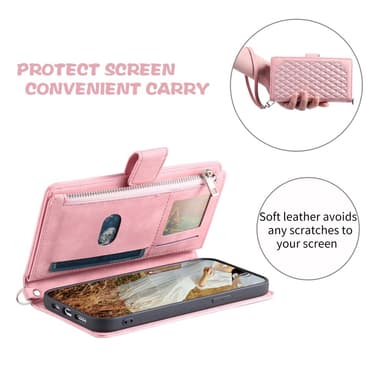 För Xiaomi Redmi 14C Zipper Wallet Case Rhombus Stitching Line Telefonfodral