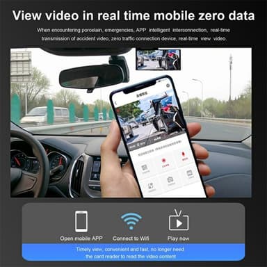 2K Ultra HD WiFi Night Vision Fram och bak Bil Dash Cam med parkeringsmonitor