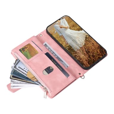 För Xiaomi Redmi 14C Zipper Wallet Case Rhombus Stitching Line Telefonfodral