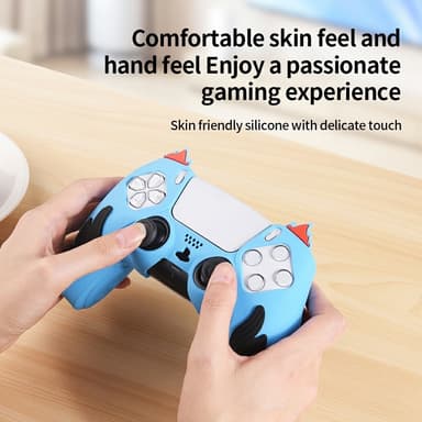 Playstation 5 / PS5 Silikon Skin Skal Fodral Anti-Slip Skydd Flame Design - Blå