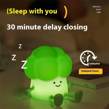 Broccoli Design Creative Silicone Tap Light Hemma Sovrum Nattlampa