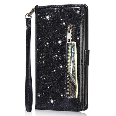 För Samsung Galaxy S25 Ultra Ställbart Glitterfodral med Dragkedjeficka