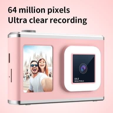 2,4"" Skärm Dual Lens Videoinspelning CCD Digitalkamera med 32GB kort + Läsare - Rosa