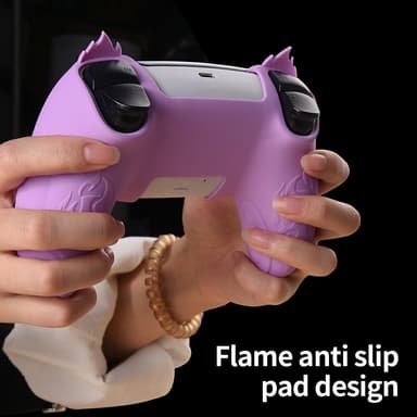 Playstation 5 / PS5 Silikon Skin Skal Fodral Anti-Slip Skydd Flame Design - Blå