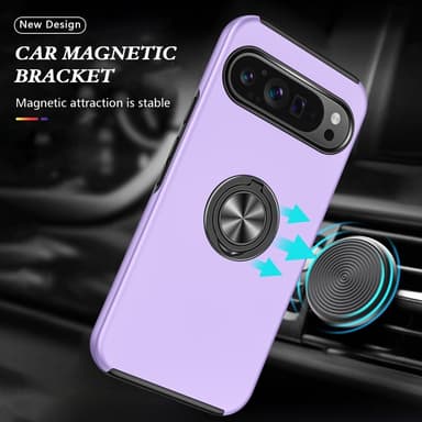 Till Pixel 9 / Pixel 9 Pro Hybrid skal med Finger Ring - Lila
