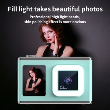 2,4"" Skärm Dual Lens Videoinspelning CCD Digitalkamera med 32GB kort + Läsare - Rosa