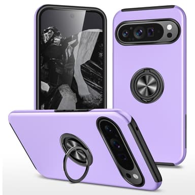 Till Pixel 9 / Pixel 9 Pro Hybrid skal med Finger Ring - Lila