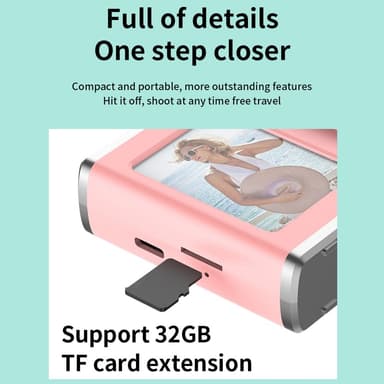 2,4"" Skärm Dual Lens Videoinspelning CCD Digitalkamera med 32GB kort + Läsare - Rosa