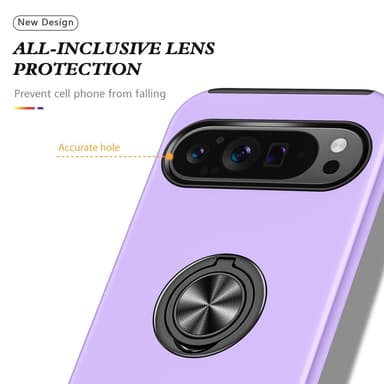 Till Pixel 9 / Pixel 9 Pro Hybrid skal med Finger Ring - Lila
