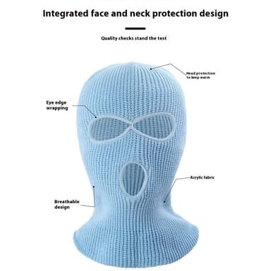 Vinter Helansikte Mask Tre-håls Balaclava Stickad Hatt Hals Damask - Rose