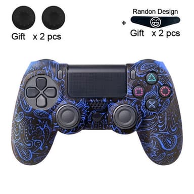Skal för Sony PlayStation 4 Pro Slim PS4 Anti-Slip Silikon Skin Cover - Blue Phoenix Feather