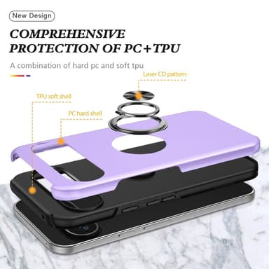 Till Pixel 9 / Pixel 9 Pro Hybrid skal med Finger Ring - Lila