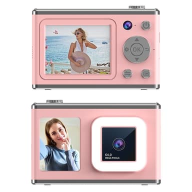 2,4"" Skärm Dual Lens Videoinspelning CCD Digitalkamera med 32GB kort + Läsare - Rosa