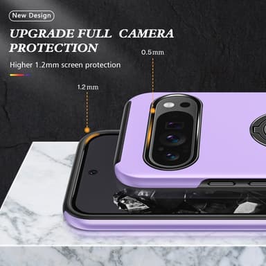 Till Pixel 9 / Pixel 9 Pro Hybrid skal med Finger Ring - Lila