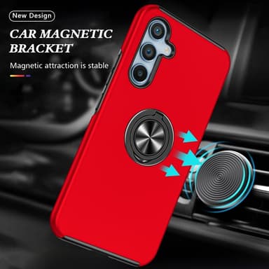 Samsung Galaxy S25 / S24 Hybrid skal med Finger Ring - Röd