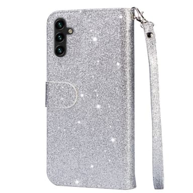För Samsung Galaxy A56 5G Ställbart Glitterfodral med Dragkedjeficka - Silver