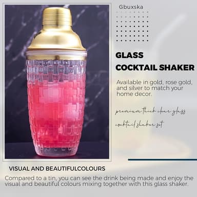 385 ml Cocktail Shaker vävd textur glas + lock i rostfritt stål Cup