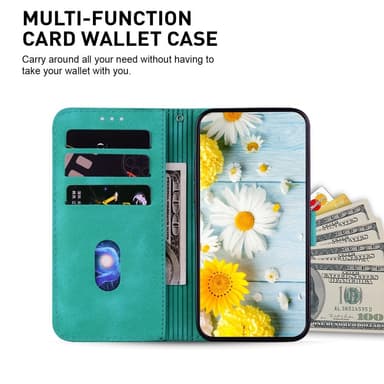 För Xiaomi Redmi 14C Fodral Ställ Plånboksfodral Blommönster - Grön