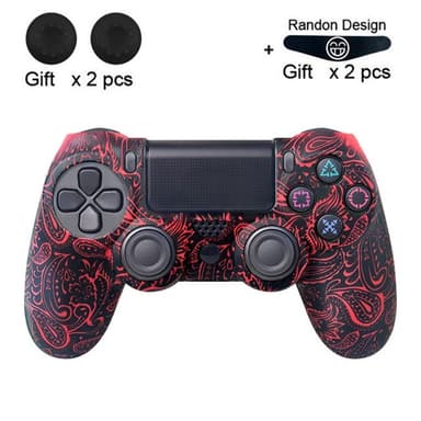 Skal för Sony PlayStation 4 Pro Slim PS4 Anti-Slip Silikon Skin Cover - Red Phoenix Feather
