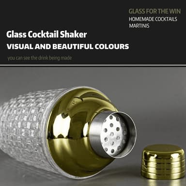 385 ml Cocktail Shaker vävd textur glas + lock i rostfritt stål Cup