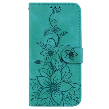 För Xiaomi Redmi 14C Fodral Ställ Plånboksfodral Blommönster - Grön